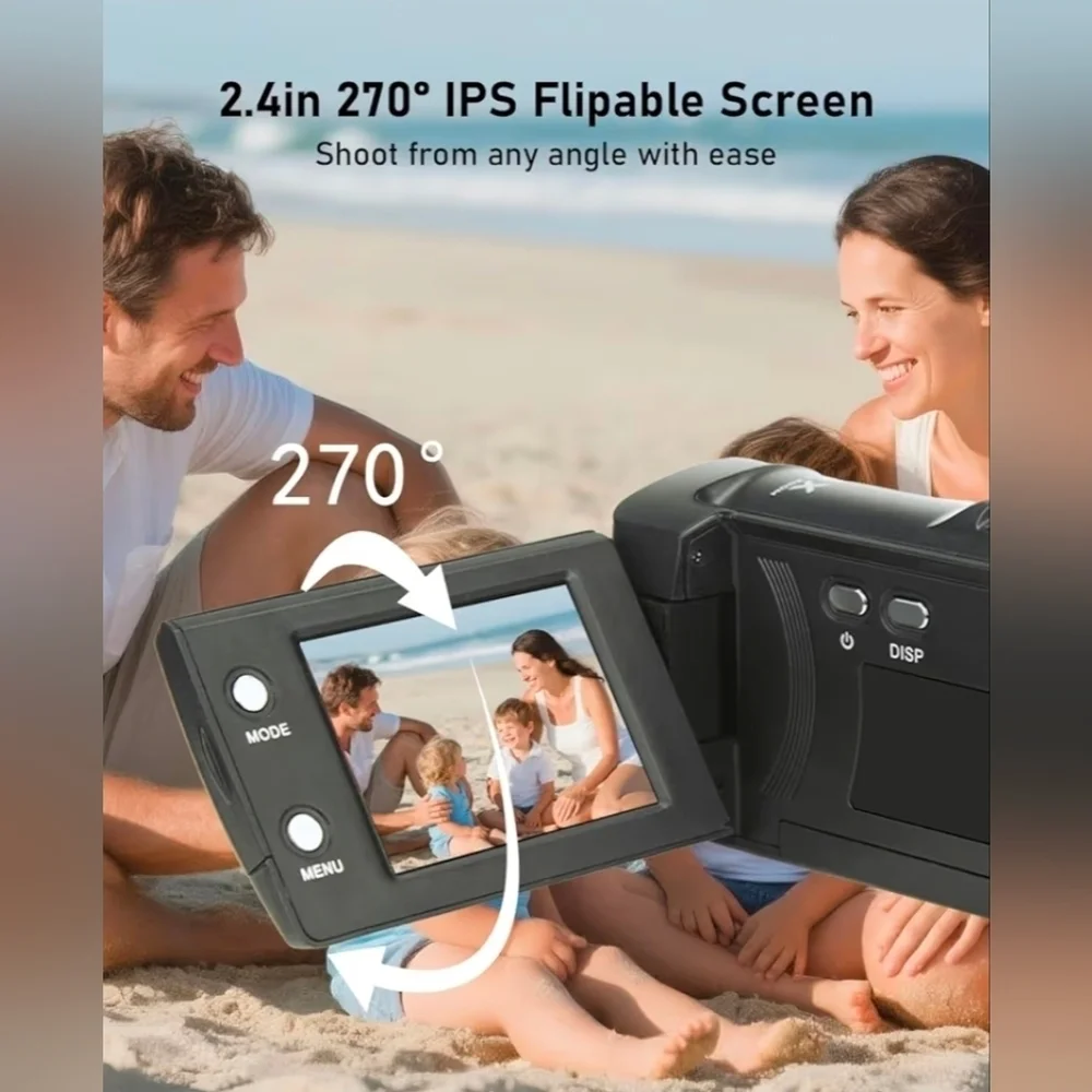 FLATIC 2K Camcorder, 48MP Video Camera, 16X Digital Zoom Vlogging Camera